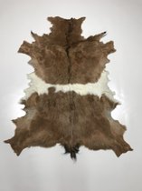 100. Geitenhuid / Geitenvacht 82 x 102 cm – Decoratief – Natuurproduct – Vloerkleed – Dierenvel – Bruin, Wit, Zwart