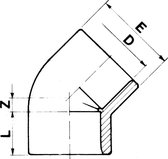 PVC knie 45° Ø32 x 1 bi.dr.verst. PN16