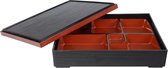 Zwart/Rode Bento Box – Lacquerware – 25.5 x 25.5cm