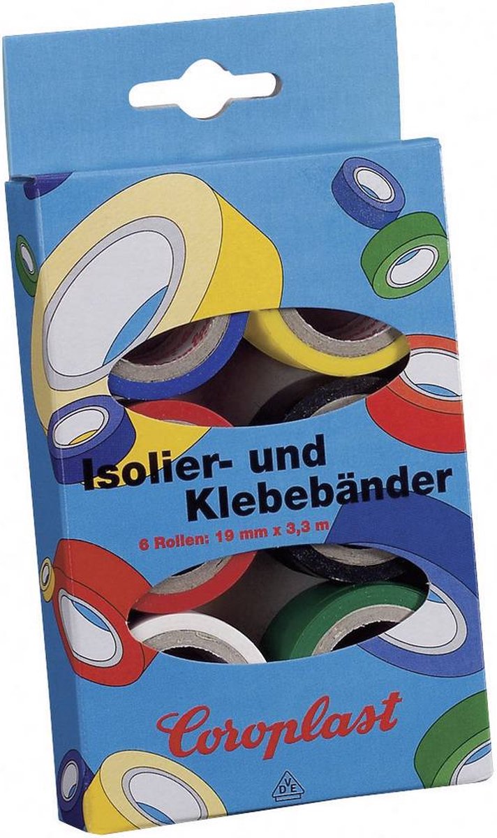 Coroplast 28839 28839 PVC-plakbandset Blauw, Geel, Rood, Zwart, Wit, Groen (l x b) 3 m x 19 mm 6 stuk(s)