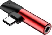 Baseus USB-C naar Mini Jack 3.5mm + USB-C  Audio  Adapter (rood) CATL41-91 L41