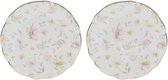 Cactula porselein ontbijtbord met romantische klassieke bloemen print in pastel tinten 19 x 2 cm