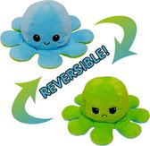 Octopus - Knuffel - Mood Octopus - Mood Knuffel - Omkeerbaar - XXL 30 cm - (lichtblauw/groen)