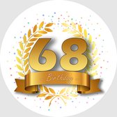 24x Verjaardag ronde stickers 68 jaar - Happy Birthday Feest Stickervellen Kinderen Volwassenen Cadeau Sticker
