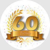 24x Verjaardag ronde stickers 60 jaar - Happy Birthday Feest Stickervellen Kinderen Volwassenen Cadeau Sticker
