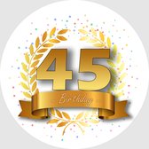 24x Verjaardag ronde stickers 45 jaar - Happy Birthday Feest Stickervellen Kinderen Volwassenen Cadeau Sticker