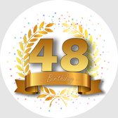 24x Verjaardag ronde stickers 48 jaar - Happy Birthday Feest Stickervellen Kinderen Volwassenen Cadeau Sticker