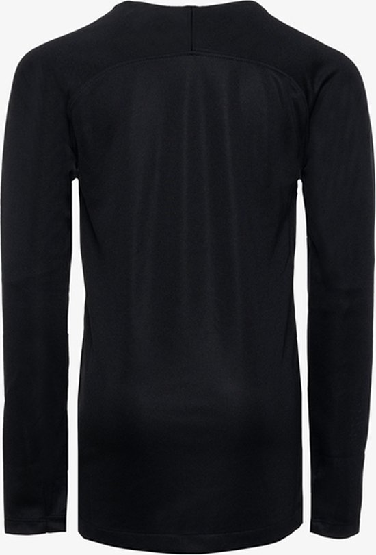 Achterkant van een zwarte Nike top met lange mouwen.