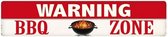 Warning BBQ Zone Metalen Bord 46 x 10 cm