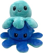 Royal Luxury® Octopus Mood Knuffel Omkeerbaar - Licht Blauw / Donker blauw - Bekend Van Tiktok