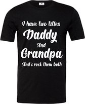 Heren T-shirt voor opa-ik heb twee titels papa en opa-Maat L