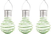 Solar hanglamp 'Fiësta' groen - Set van 3 stuks - Op zonne-energie