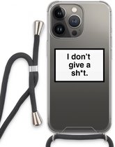 Case Company® - iPhone 13 Pro hoesje met Koord - Don't give a shit - Telefoonhoesje met Zwart Koord - Extra Bescherming aan alle Kanten en Over de Schermrand