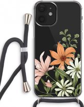 Case Company® - iPhone 12 mini hoesje met Koord - Floral bouquet - Telefoonhoesje met Zwart Koord - Extra Bescherming aan alle Kanten en Over de Schermrand