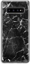 Case Company® - Samsung Galaxy S10 Plus hoesje - Zwart Marmer - Soft Cover Telefoonhoesje - Bescherming aan alle Kanten en Schermrand