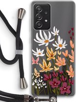Case Company® - Samsung Galaxy A52s 5G hoesje met Koord - Painted wildflowers - Telefoonhoesje met Zwart Koord - Bescherming aan alle Kanten en Over de Schermrand