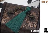 Bob Online ™ - 4 Stuks – Donker Groen - Tassels (Kwastjes) 8cm x 1.2cm – Handgemaakte Zachte Ambachtelijke Kwastjes / Tassels Chinese Stijl – Decoratieve DIY Tassels – Sieraden Mak