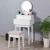 furnibella - Make-upspiegel op Kaptafel Make-upspiegel met 2 verwijderbare lades Wit