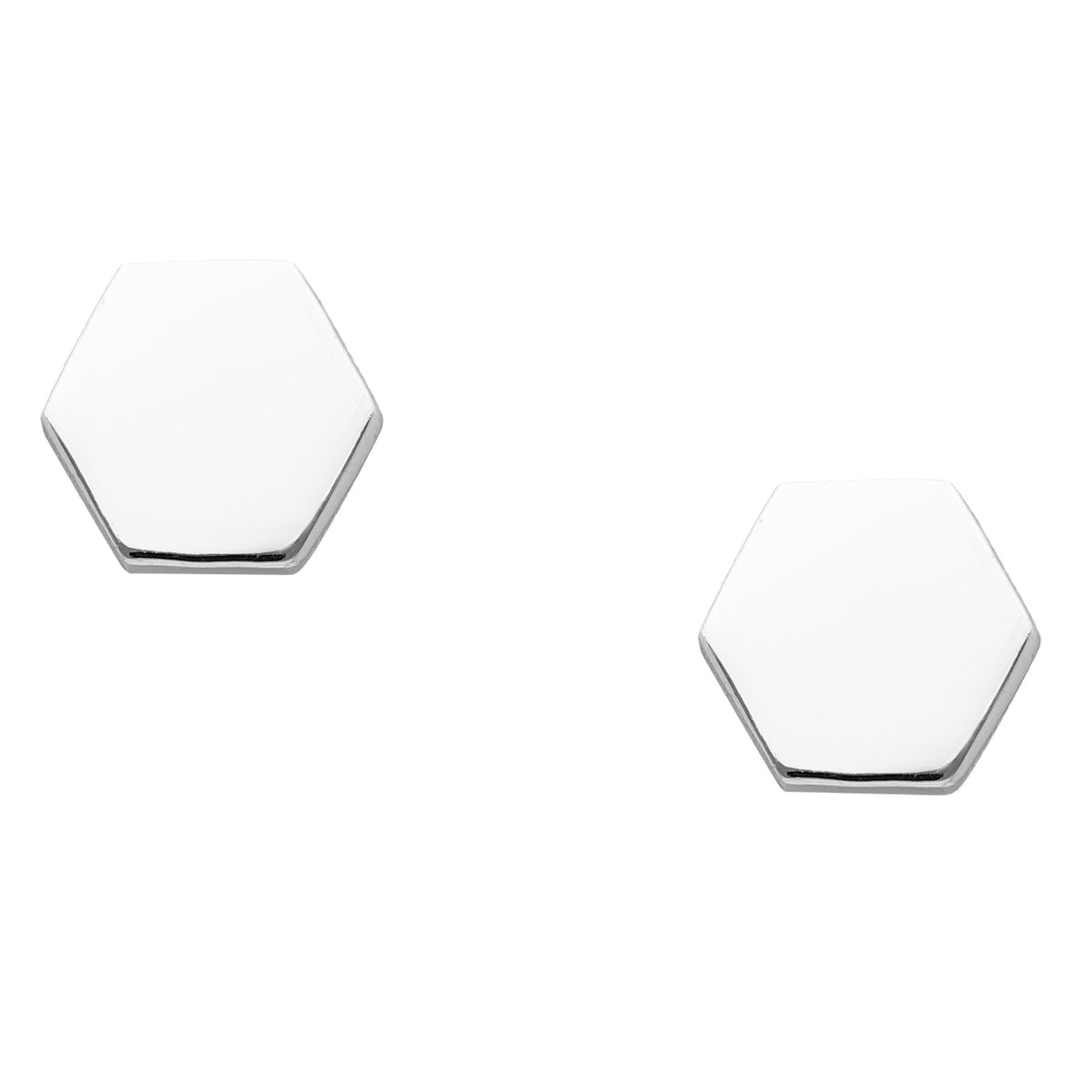 EAR IT UP - Oorbellen - Hexagon - Push back oorknopjes - 925 sterling zilver - 9 x 8 mm - 1 paar