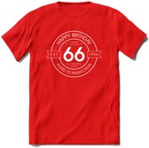 66th Happy Birthday T-shirt | Vintage 1956 Aged to Perfection | 66 jaar verjaardag cadeau | Grappig feest shirt Heren – Dames – Unisex kleding | - Rood - S