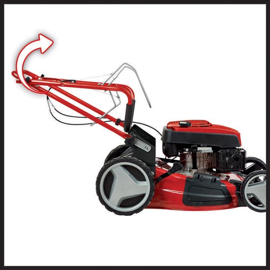 Foto: Einhell benzine grasmaaier gc pm 51 3 s hw 170 cm 2 7 kw 4 takt maaibreedte 51 cm aanbevolen gazonoppervlakte tot 1800 m 70 l opvangbak maaihoogte 30 80 mm