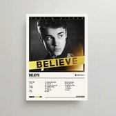 Justin Bieber Poster - Believe Album Cover Poster - Justin Bieber LP - A3 - Justin Bieber Merch - Muziek