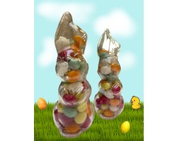 Paashaas gevuld met dragees eitjes - 200 gram - paashaas decoratie - pasen decoratie - paasdecoratie- pasen kinderen - pasen chocolade - paaseieren - paaseieren decoratie - paaseieren chocolade - snoep - pasen - geschenk - snoep mix