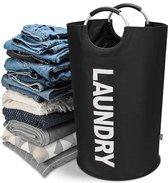 Wonbie Wasmand – Waszak - Laundry basket - Opvouwbare wasmand – 81 Liter - Polyester - Rond - Zwart