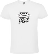 Wit T-shirt ‘Super Papa’ Zwart Maat XL