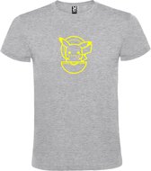 Grijs T-shirt ‘Pikachu in Pokeball’ Geel Maat XS