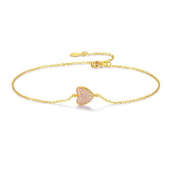 Bracelet avec coeur avec pierres de zircone Stella II argent - plaqué or 14 carats - Emballage cadeau Sophie Siero - Bijoux