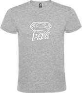 Grijs T-shirt ‘Super Papa’ Wit Maat L
