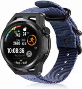Nylon Smartwatch bandje - Geschikt voor Strap-it Huawei Watch GT Runner nylon gesp band - blauw - GT Runner - 22mm - Strap-it Horlogeband / Polsband / Armband