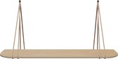 Leren split-plankdragers - Handles and more® - 100% leer - NATUREL - set van 2 / excl. plank (leren plankdragers - plankdragers banden - leren plank banden)