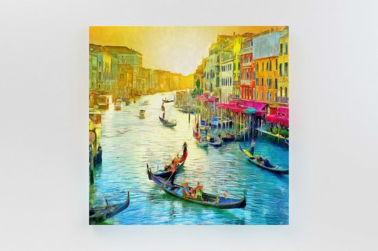 Schilderij Venetië  op 300 g/m2 100% canvas gedrukt/ 100 x 100 cm/  18 mm houten canvas frame / 4/0 full colour gedrukt / zeer hoge kwaliteit canvas schilderij / Met ophangsysteem