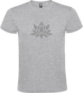 Grijs  T shirt met  print van "Lotusbloem " print Zilver size XL