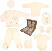 Ipeksi-cadeauset voor pasgeborenen baby's-100% natuurlijk katoen-eerste uitrusting-uniseks-cadeauset voor 0-4 maanden-8delig