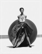 Luxe Wanddecoratie - Fotokunst 'Vogue Naomi Campbell'- Hoogste kwaliteit 3mm. Plexiglas met 3mm. Dibond - Blind Aluminium Ophangsysteem - Akoestisch en UV Werend - inclusief verzen
