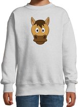 Cartoon paard trui grijs voor jongens en meisjes - Kinderkleding / dieren sweaters kinderen 110/116