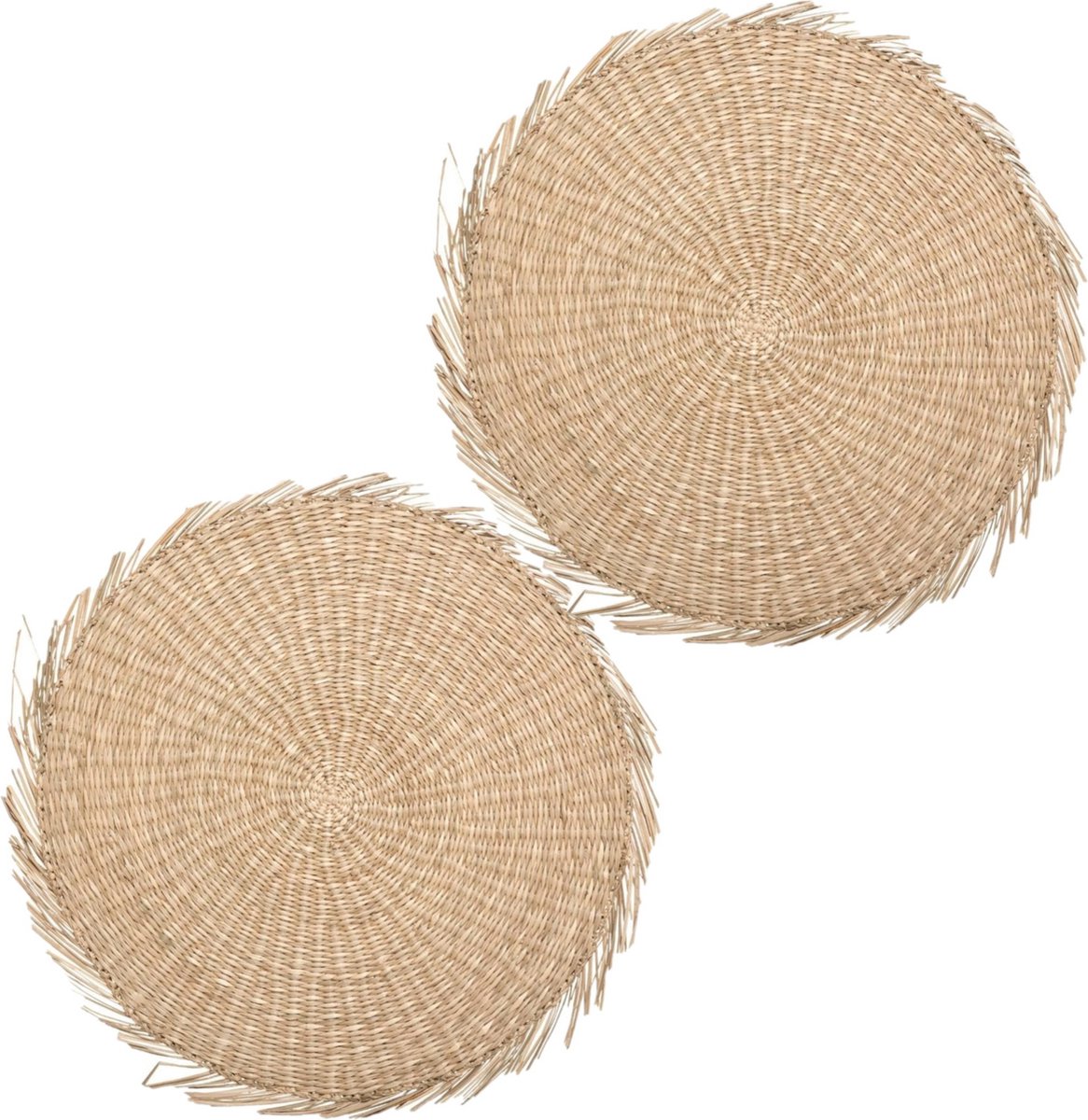 Secret de Gourmet Placemat - Set van 12x stuks - raffia naturel - rond - 38 cm - rond
