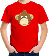 Cartoon aap t-shirt rood voor jongens en meisjes - Kinderkleding / dieren t-shirts kinderen 122/128