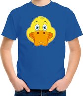 Cartoon eend t-shirt blauw voor jongens en meisjes - Kinderkleding / dieren t-shirts kinderen 110/116