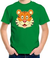 Cartoon tijger t-shirt groen voor jongens en meisjes - Kinderkleding / dieren t-shirts kinderen 134/140