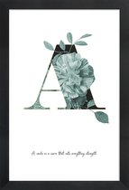 JUNIQE - Poster met houten lijst Flower Alphabet - A -30x45 /Kleurrijk