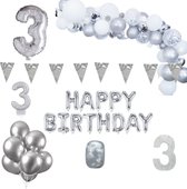 3 jaar Verjaardag Versiering Pakket Zilver XL