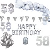 58 jaar Verjaardag Versiering Pakket Zilver XL