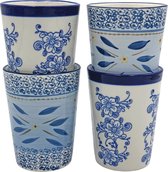 Lavandoux - Mokken - Ceramic - Old World/Floral Lace Blue - 300 ml - set van 4