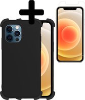 Hoes voor iPhone 12 Pro Hoesje Zwart Met Screenprotector Shockproof - Hoes voor iPhone 12 Pro Case - Shockproof Hoes voor iPhone 12 Pro Hoes Met Screenprotector - Zwart