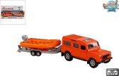 Kids Globe Die Cast Land Rover met reddingsboot 27cm