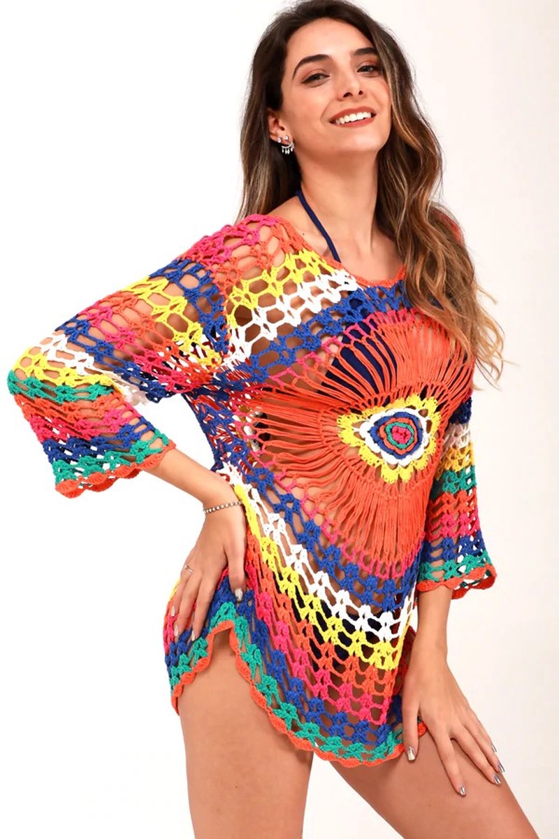 Gehaakt strand jurkje - Bikini cover up - Gypsy - Beach - Boho - Sexy strand jurkje - Zomer trui - Lounge - Ibiza — afbeelding 7